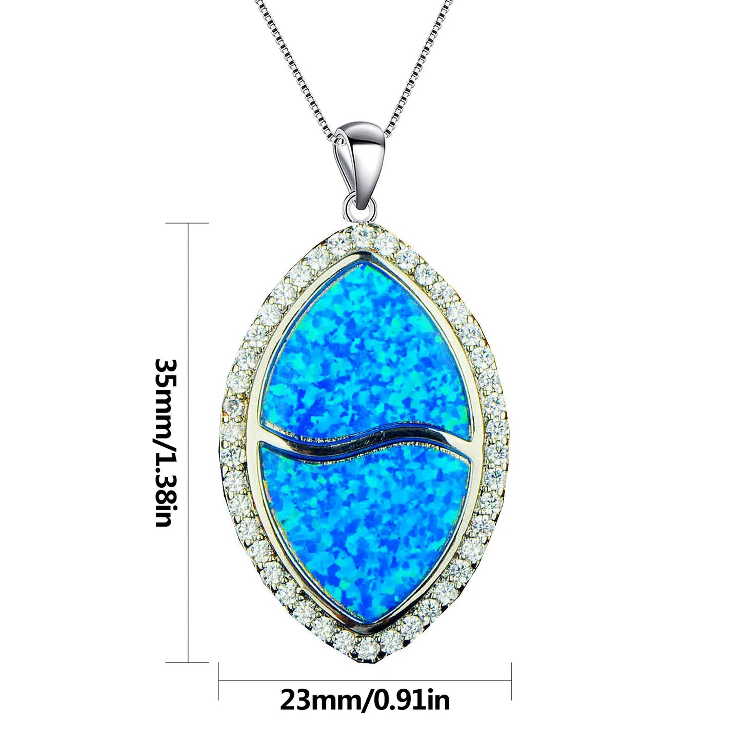 Aobao Trendy Blue Opal Christian Copper Link Chain Necklace New Design Pendant European American Fashion Jewelry