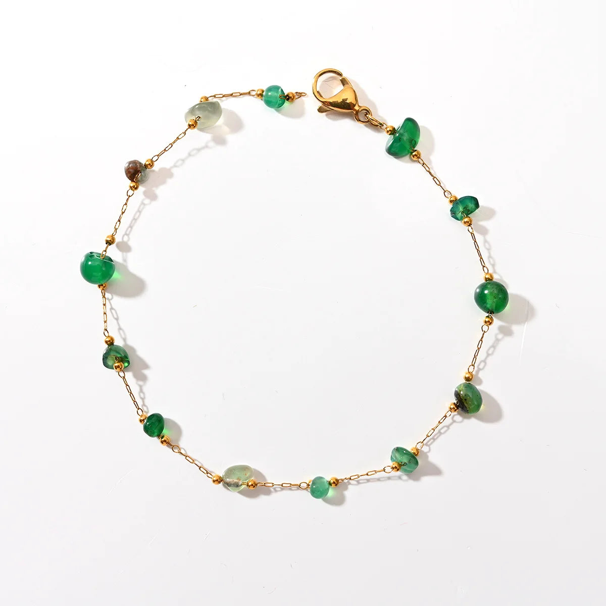 Fashion Beach Style Stainless Steel Ankle Chain Colorful Stones Anklets for Women