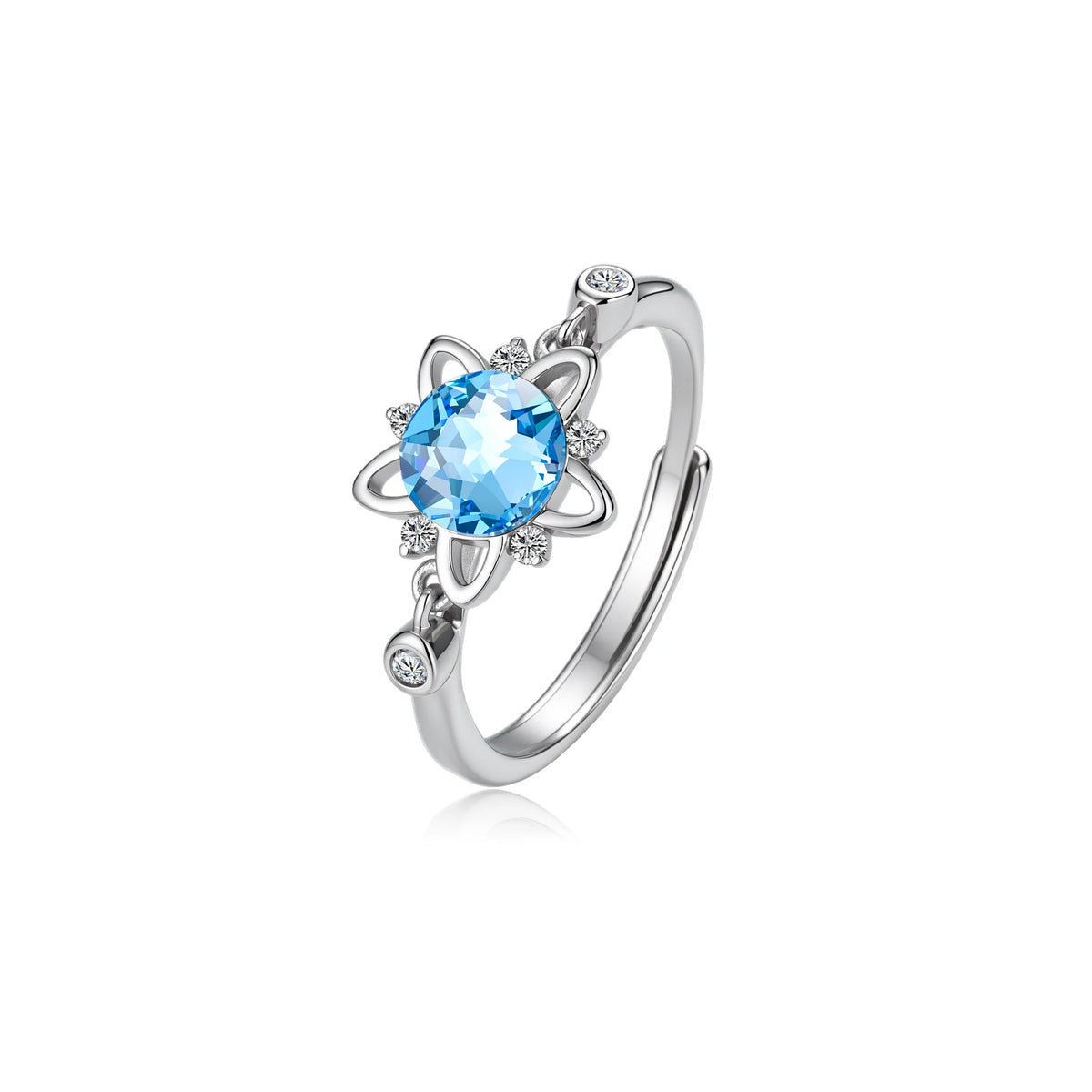 S&S Blue Crystal Star 925 Silver Jewellery Set | Rhodium Plated Necklace, Earrings, Bracelet & Ring | S&S Collection