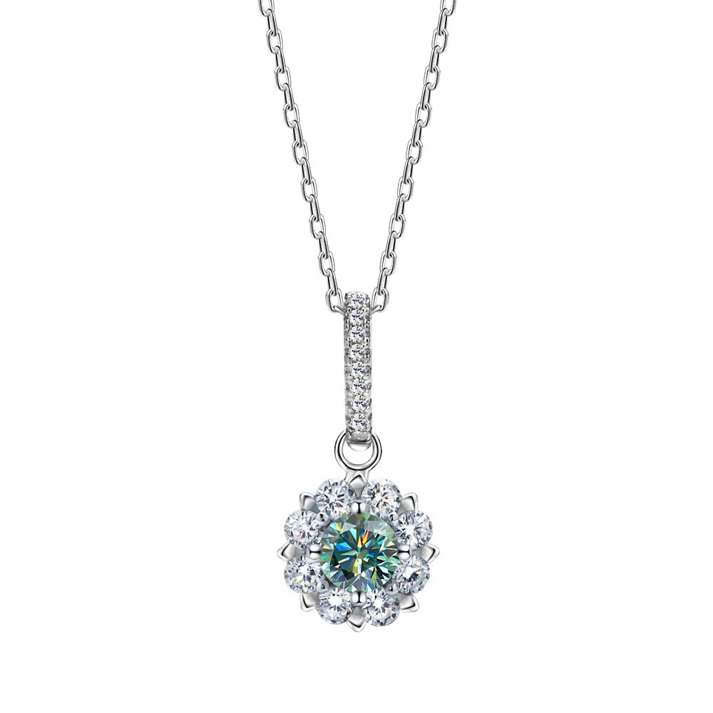 9 S925 Silver Destiny Snowflake 0.5ct Sapphire VVS GRA Moissanite Stud Earrings Necklace Rings Diamond Jewelry Set for Women