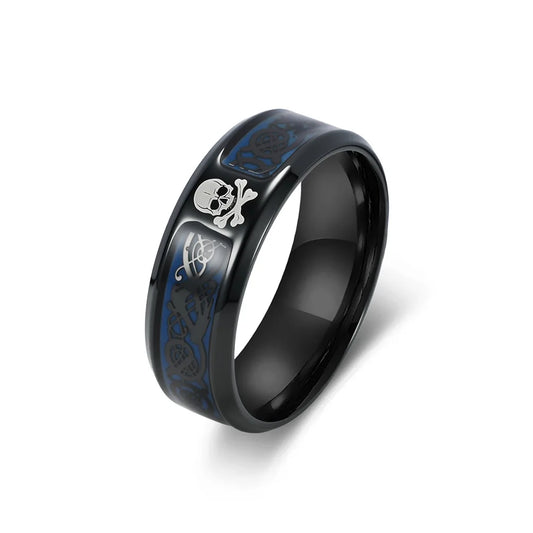 NEWLiFE REBEL Northbound Rhythm Skull Ring in Stainless Steel