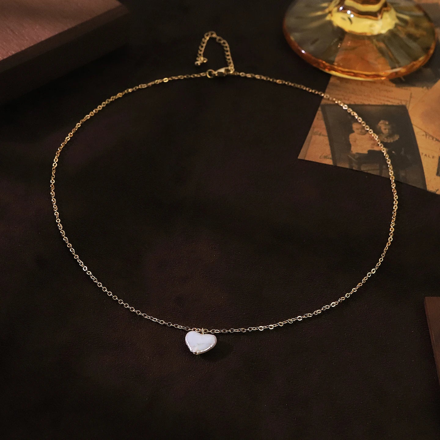 Natural Freshwater Baroque Heart Shaped Necklace for Women Daily Wedding Valentine 's Day Gift Pearl Necklace Minimalist Jewelry