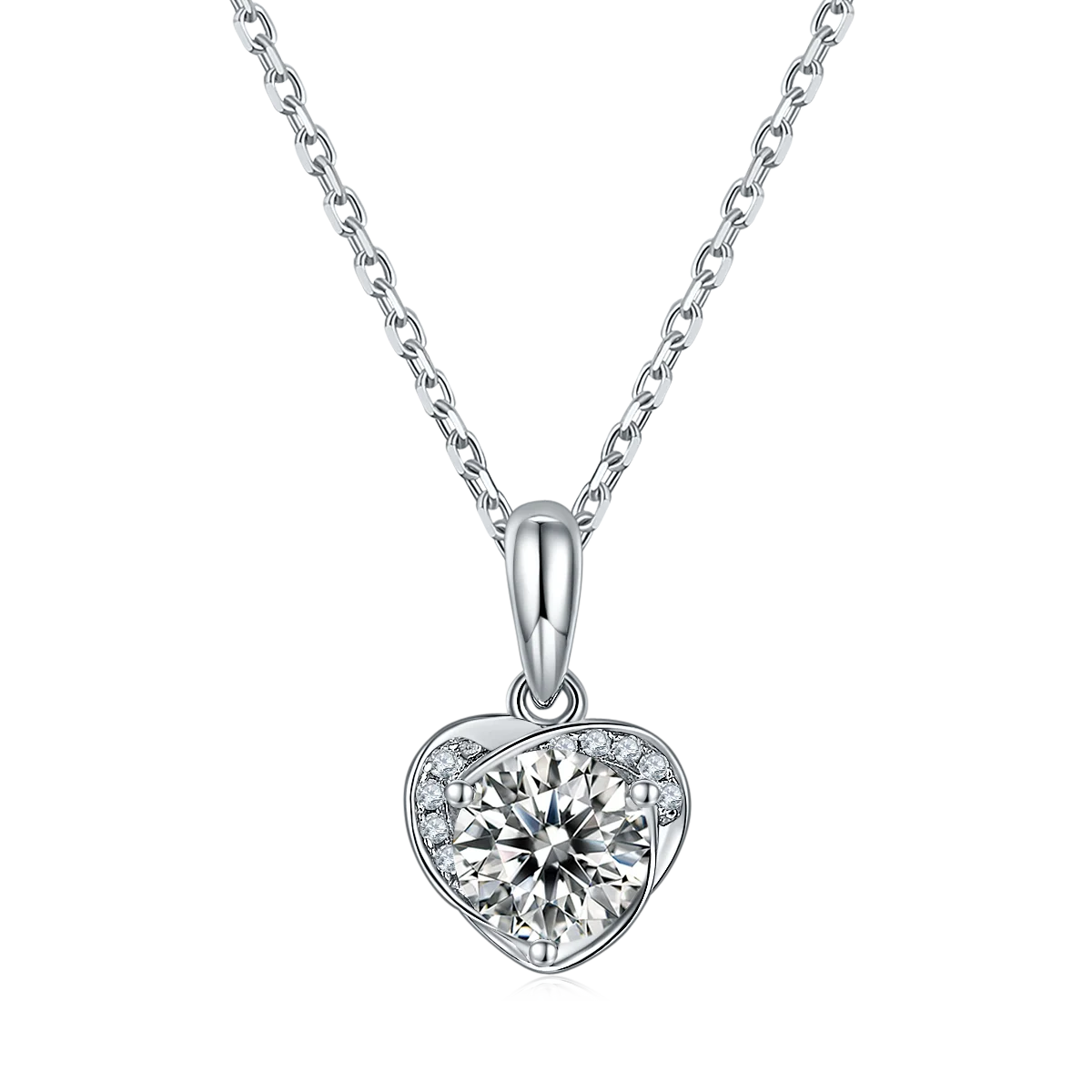 REDheart KRKC Luxury Moissanite Heart Pendant Stud Earrings and Necklace Fine Jewelry 925 Silver Women Jewelry Set
