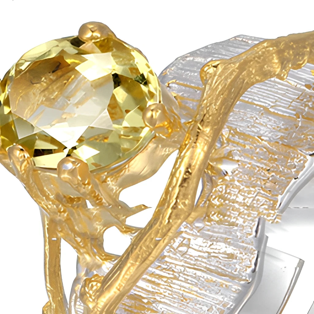 Special Design Saudi Arabia Citrine 925 Sterling Silver Thickness Ring