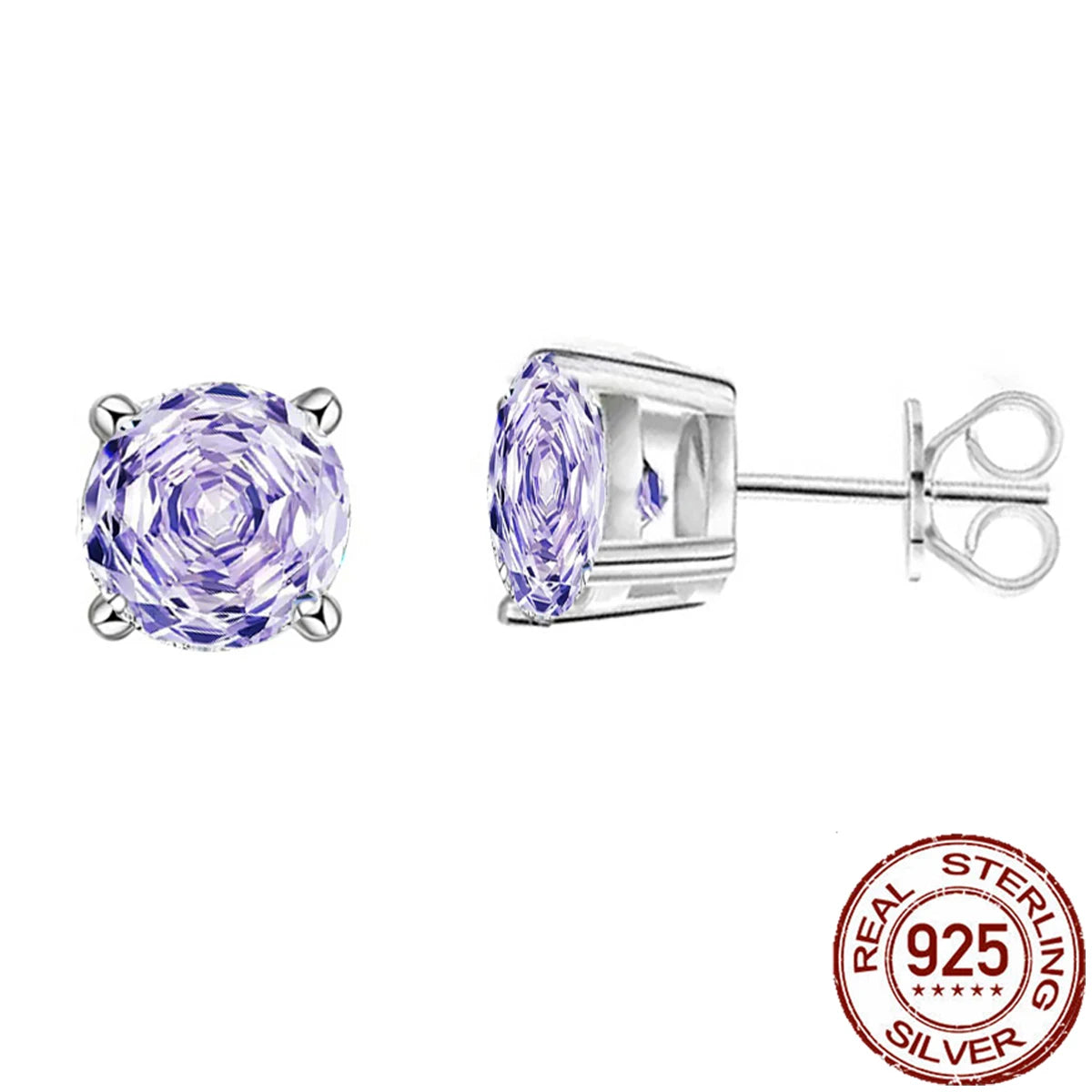 S&S 925 Silver Rhodium Plated Rose Flower Cut Zircon Stud Earrings – Collection
