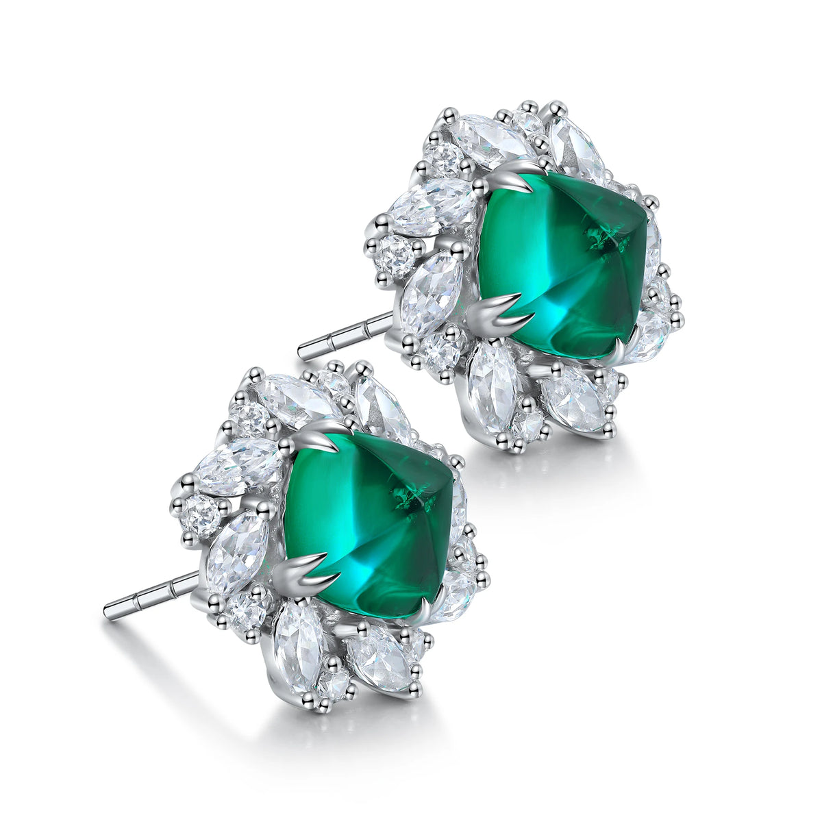 Gemfiori Lab Grown Emerald Earrings Women's Earrings Lab Made Emerald Earrings Lady Use