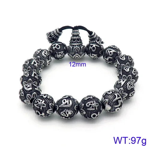 KALEN Wholesale Vintage Luxury Elastic Metal Chakra Beads Male Viking Bracelet