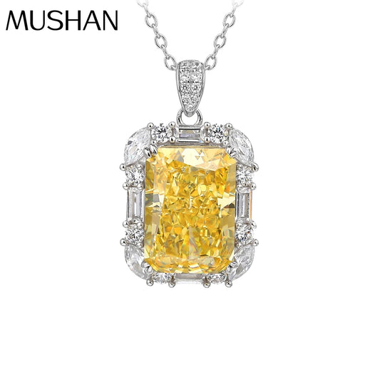 MUSHAN Jewelry Factory 925 Sterling Silver Necklace Pendant for Women Yellow High Carbon Diamond Gemstones Necklaces Jewelry