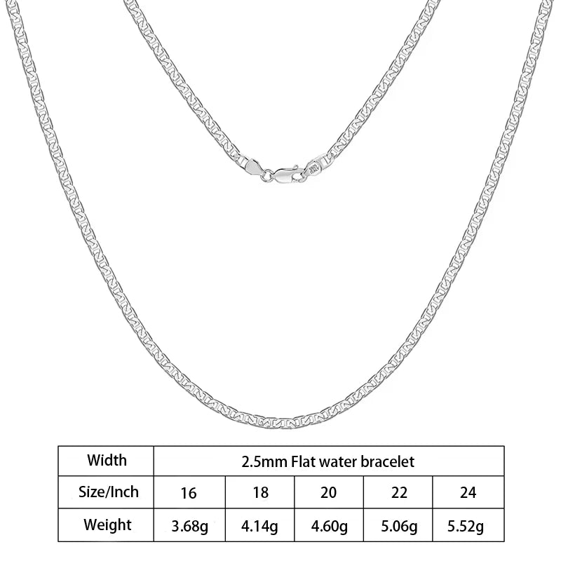 S&S Diamond-Cut Flat Sailor Chain Necklace | 925 Sterling Silver | S&S