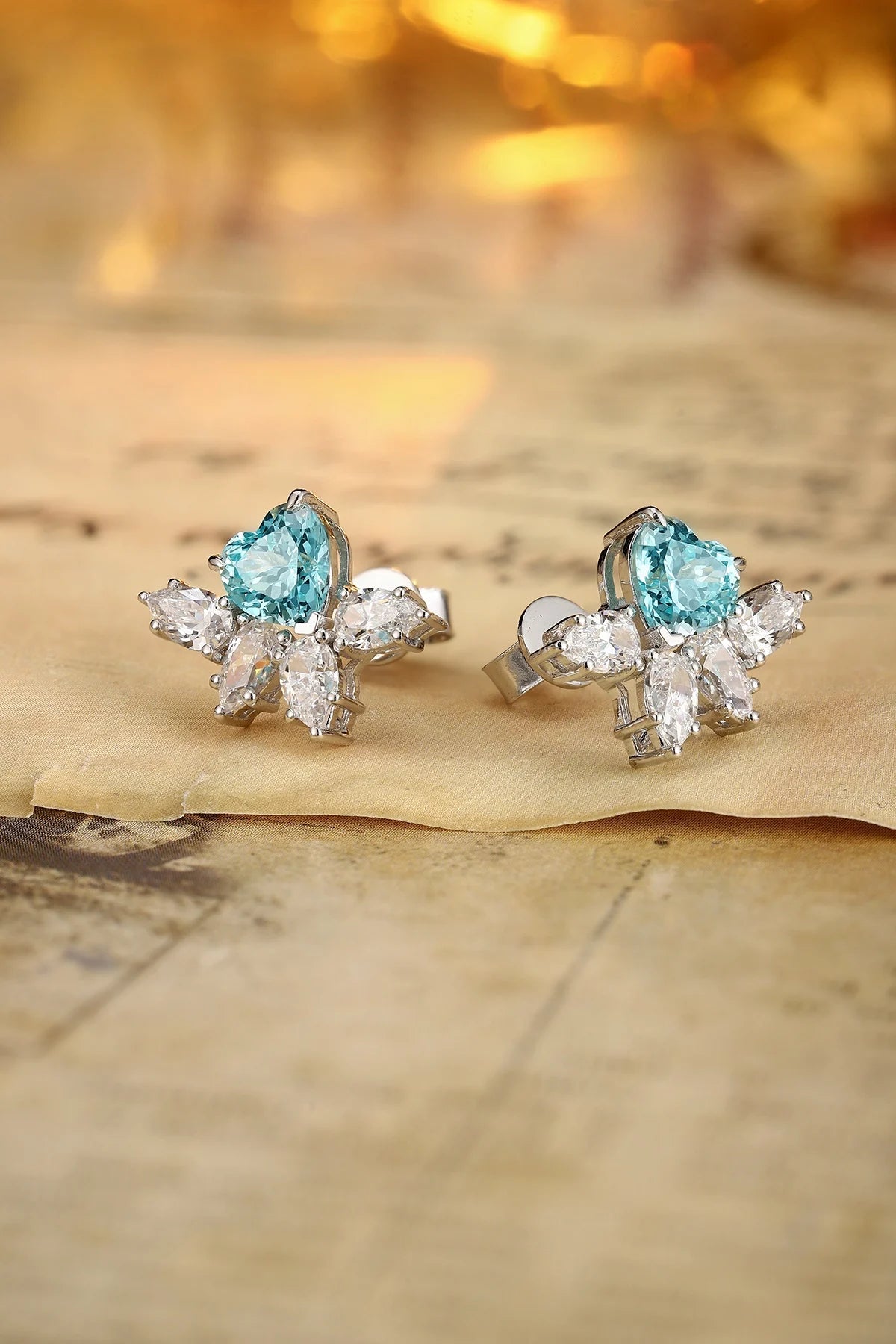 Gemfiori Anster High Quality S925 Lab Grown Paraiba Earring Stud Dainty Gemstone Stud Earrings for Women Daily Wear Gift