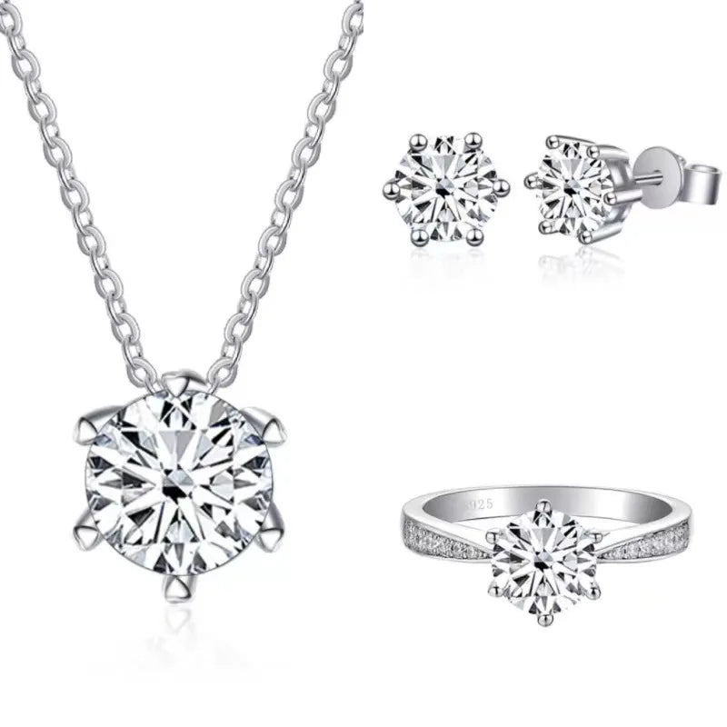 S&S 1ct D Colour Moissanite Flower Pendant Charm | 925 Silver Platinum Plated | White, Green, Blue & Champagne | S&S Collection