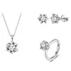 RINNTIN LZE07 SLZN23 LZR36 Classic Six-Claw Setting 8A Shinny Cubic Zirconia Necklace Ring Earring 925 Silver Jewelry Set