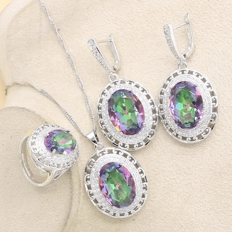 XOTICA 925 Sterling Silver Jewelry Set for Women Including Necklace Ring Pendant for Wedding Party Engagement Anniversary Zircon Comes