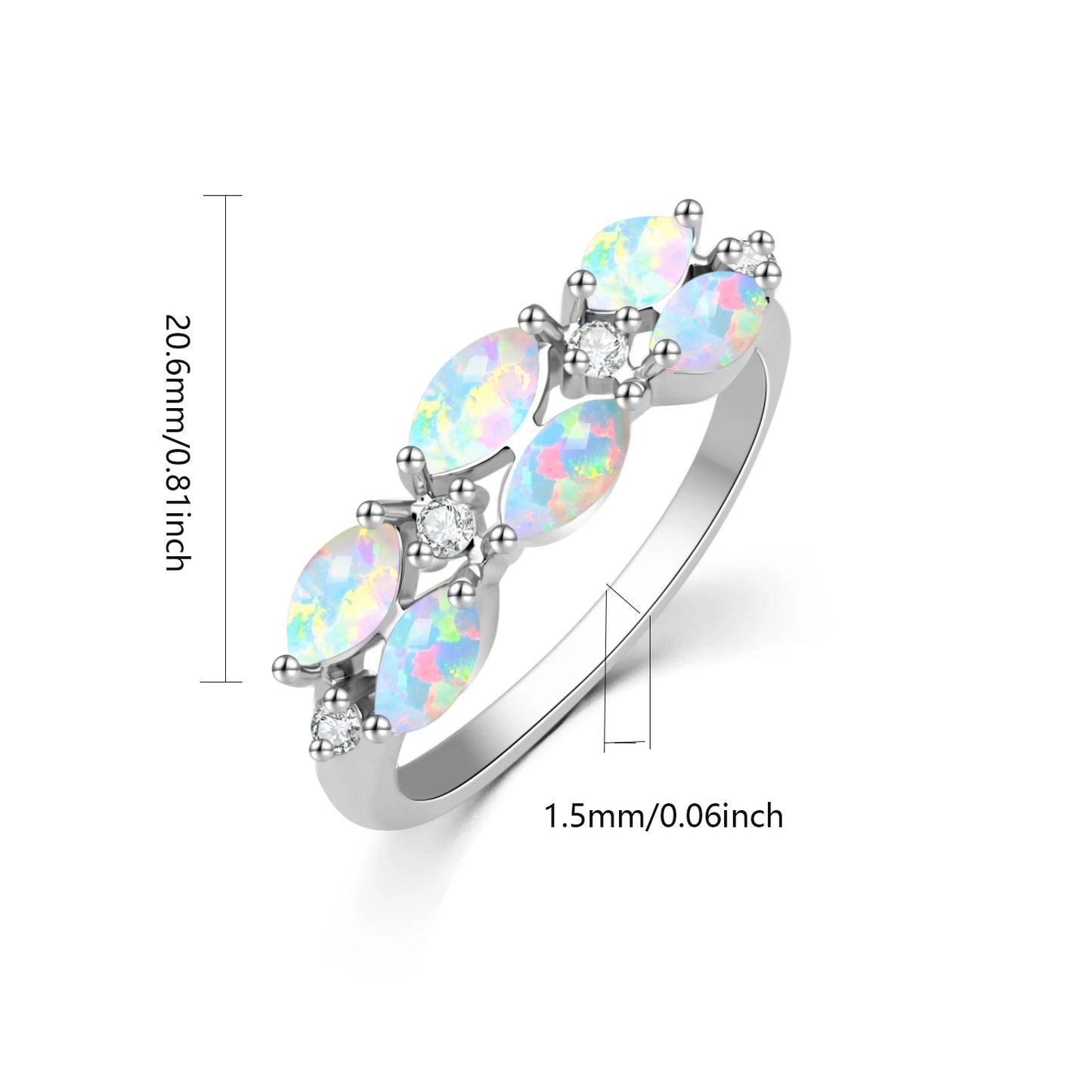Ellipse Opal Twisted Ring | Iridescent Gem Inlay Band | Nature-Inspired Fashion Jewelry for Women Trendy Wear