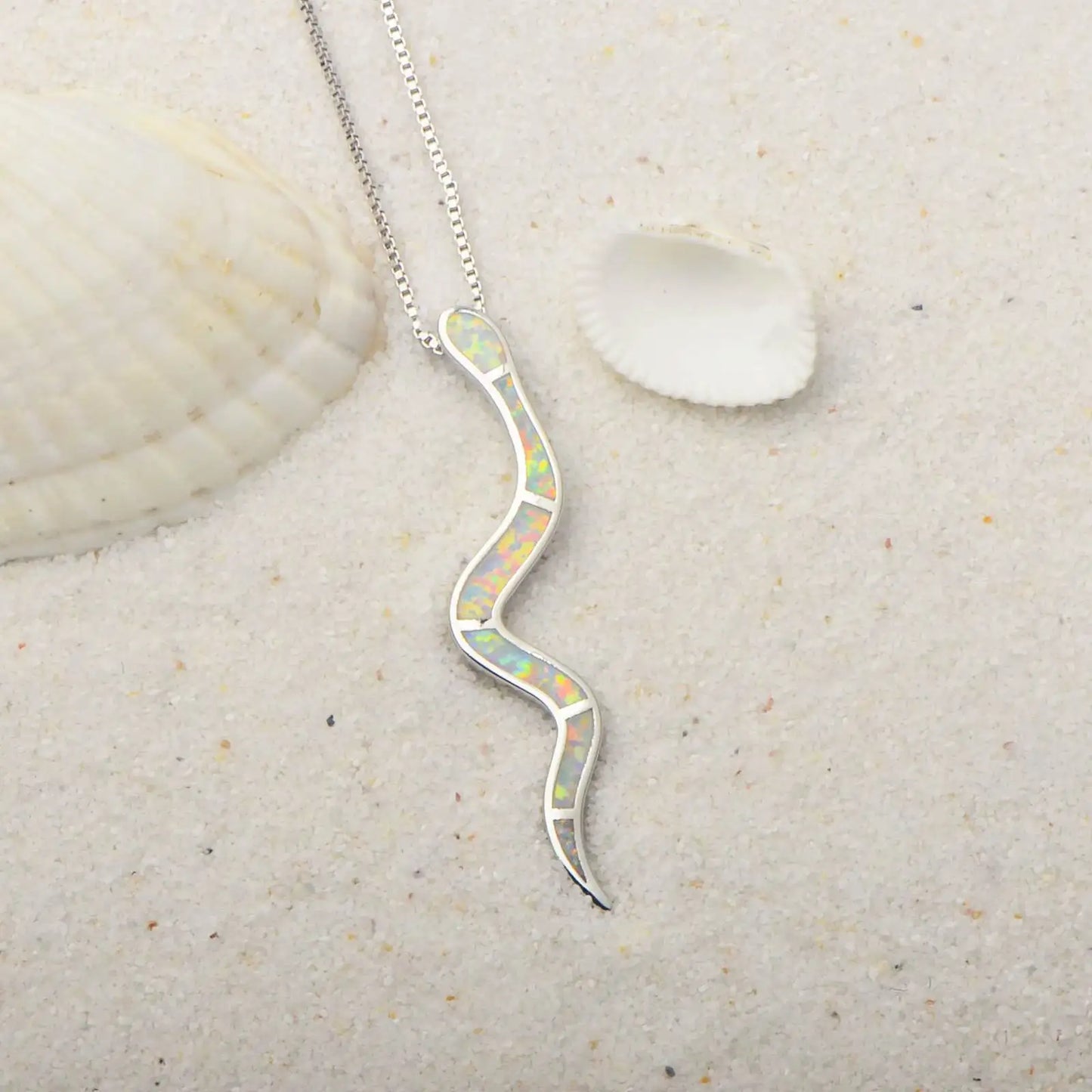 TikTok INS Wind Hawaii Beach Explosion Copper Alloy Opal Snake-Shaped Pendant Necklace Vintage Style Women's Wholesale Silver