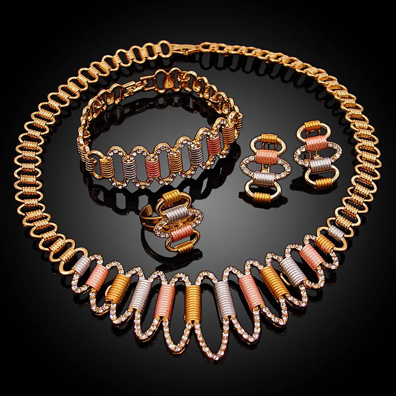 Zhuerrui Italy Designer Jewelry Sets 24K Gold Plated Dubai Valentine's Gift Wedding Pedant and Earrings Jewels SetsHD20073314