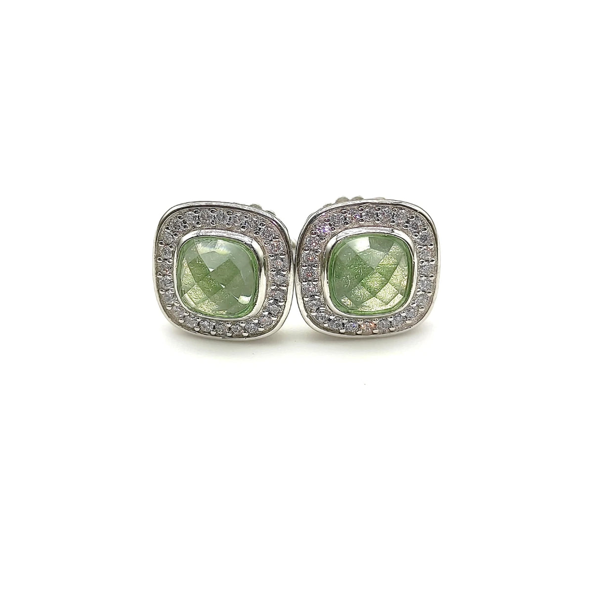 Gemfiori FASHIONISTA DY High-Quality Silver-Plated 7mm Square Diamond Stud Earrings. Gold-Plated 7mm Colored Gemstone Stud Earrings. Jewelry