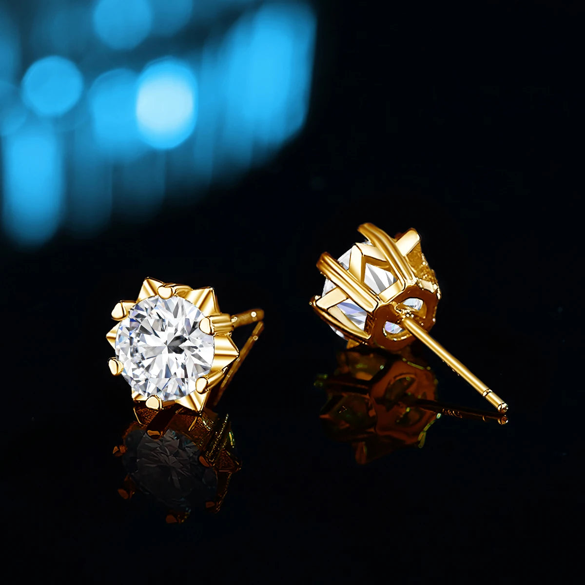 Gioiellieri High-end Jewelry Supplier Moissanite 0.5CT 1CT 2CT 14k Gold VVS1 Moissanite Stud Earrings With Gra Certificate