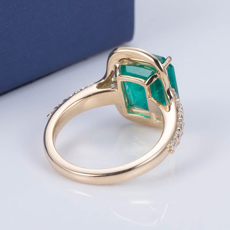 Messi Jewelry MS-622 18k Gold Women Fashion Jewelry Create Emerald Halo Ring