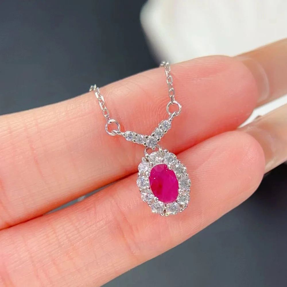 Gioiellieri Natural Ruby Bar Pendant 925 Sterling Silver July Birthstone Necklace Earth Mined Minimalist Modern Gemstone Jewelry