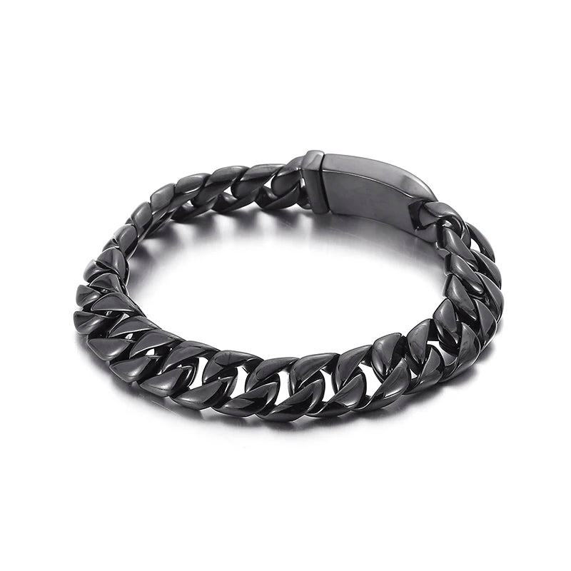 VIKING Mens Retro Domineering Black Link Bracelet – Stainless Steel