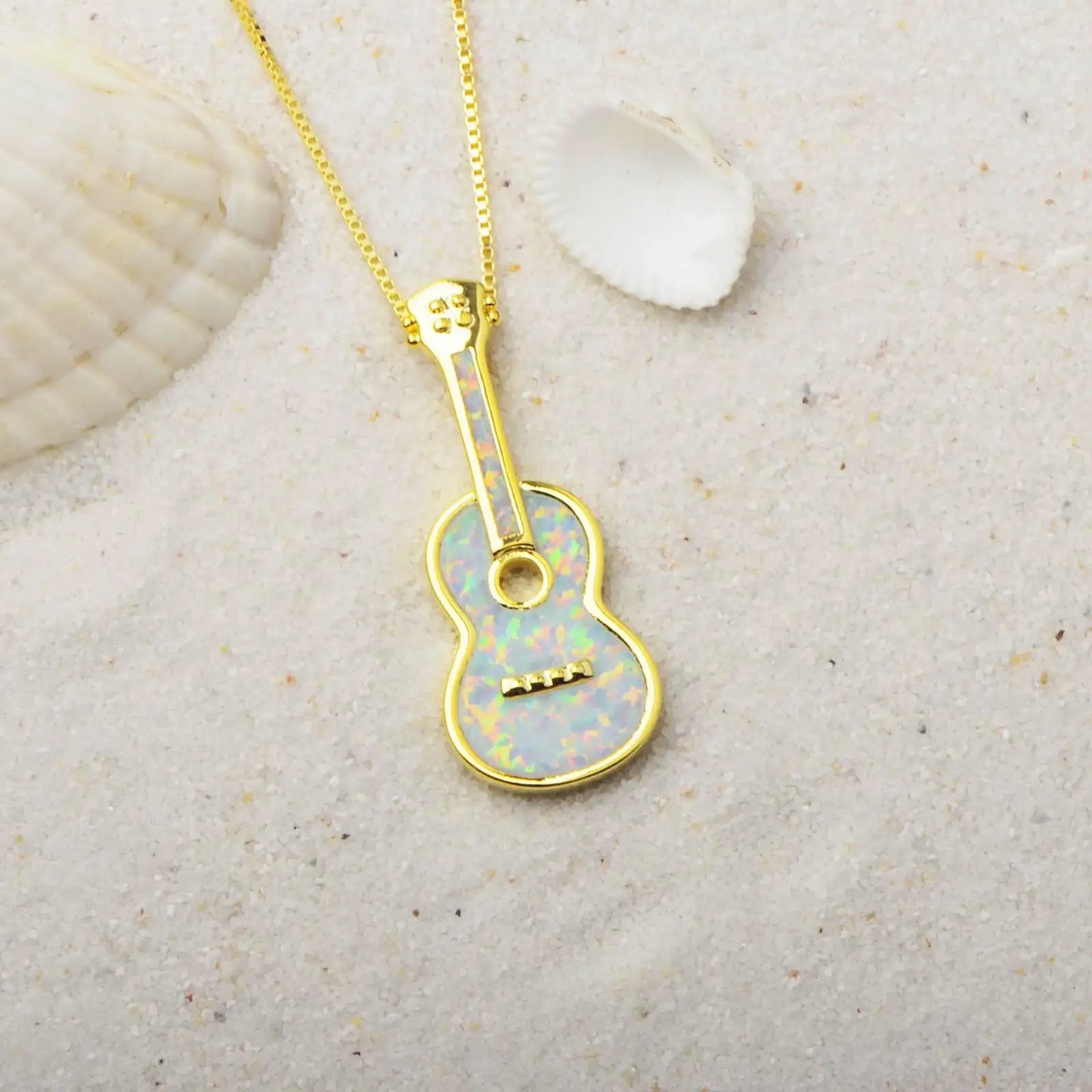 Aobao Wind Hawaii Beach Explosion Opal Guitar Pendant Necklace Cute Style Children's Wholesale Inlaid Charms