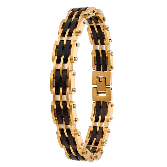 REBEL Luxury Wooden Unisex Stainless Steel Chain Bracelet Vintage Black Zinc Plated Custom Logo Engraving Handmade Fashion Jewelry
