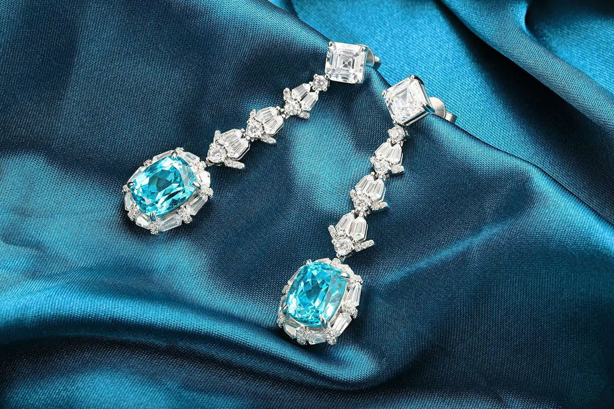 Gemfiori Anster High Quality S925 Lab Grown Paraiba Earring Stud Dainty Gemstone Stud Earrings for Women Daily Wear Gift