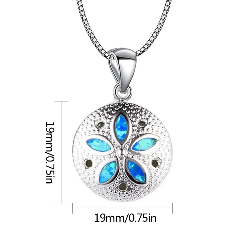 Fashion Opal Statement Necklace | New Design Sand Dollar Pendant Gemstone Jewelry Bulk