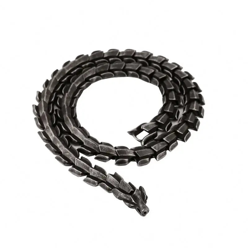 REBEL VIKING Jormungandr World Serpent King Chain Necklace – Stainless Steel