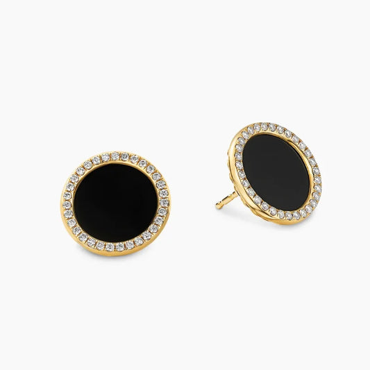 FASHIONISTA DY High-Quality Gold-Plated 14mm Round Gold Earrings with Diamonds. Gold-Plated Earrings. Jewelry .