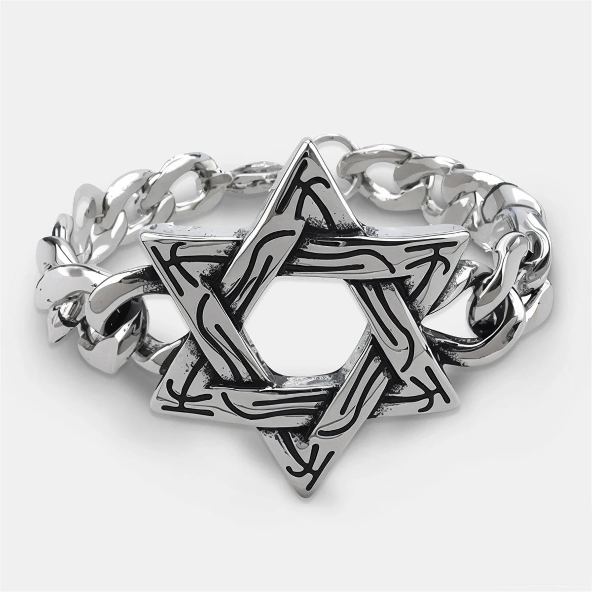Vintage Men's Stainless Steel Bracelet Gothic Skull Celtic Knot Cross Cuban Chain Woven Braid Street Style Jewelry Gift