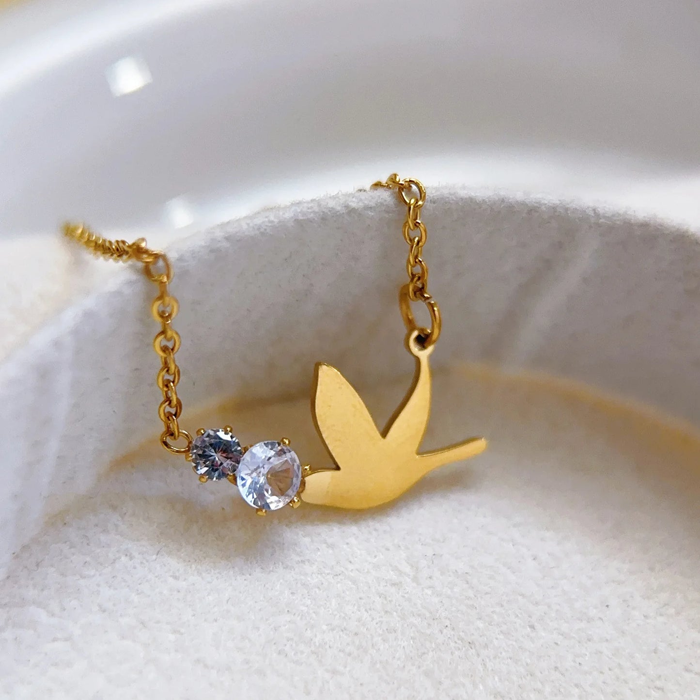 Trendy Dove Pendant Necklace Women's Zircon Copper Bamboo New Niche-Style Fashionable Premium Elegant Versatile Subtly Luxurious