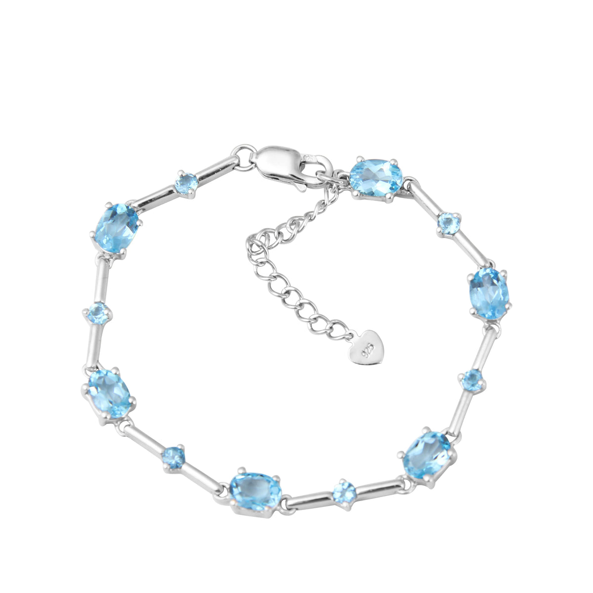 ArtistA A2746B Abiding Brand Real 925 Sterling Silver Jewelry Natural Swiss Blue Topaz Bracelet Bangle for Women