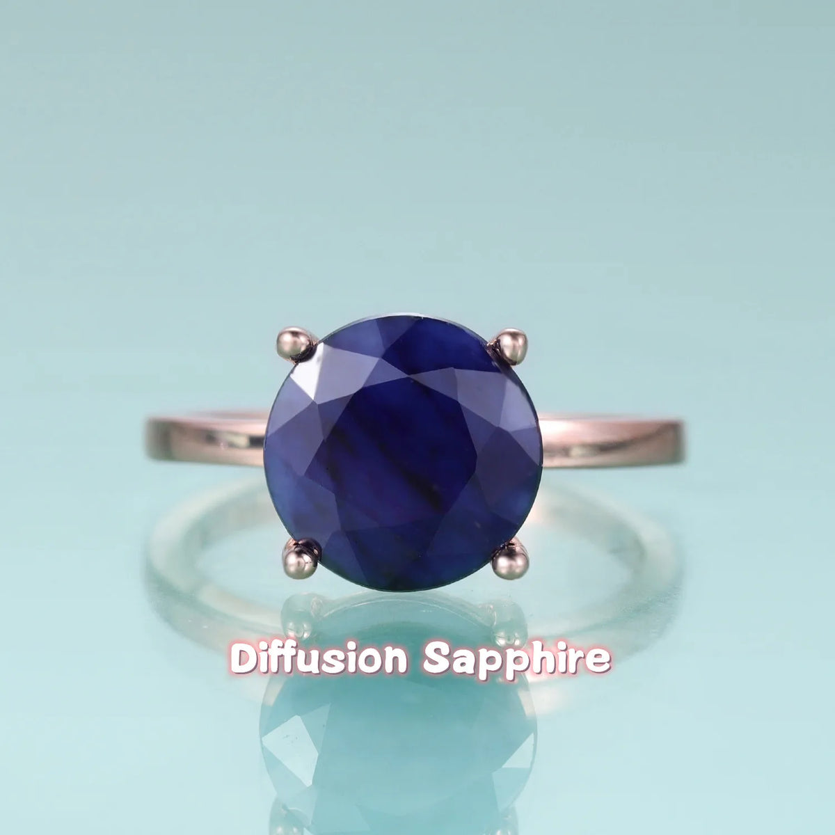 Gemfiori Abiding Classic 4 Prong Round Brilliant Cut 9MM Big Gemstones 925 Silver Womans Solitaire Rings for Wedding Engagement