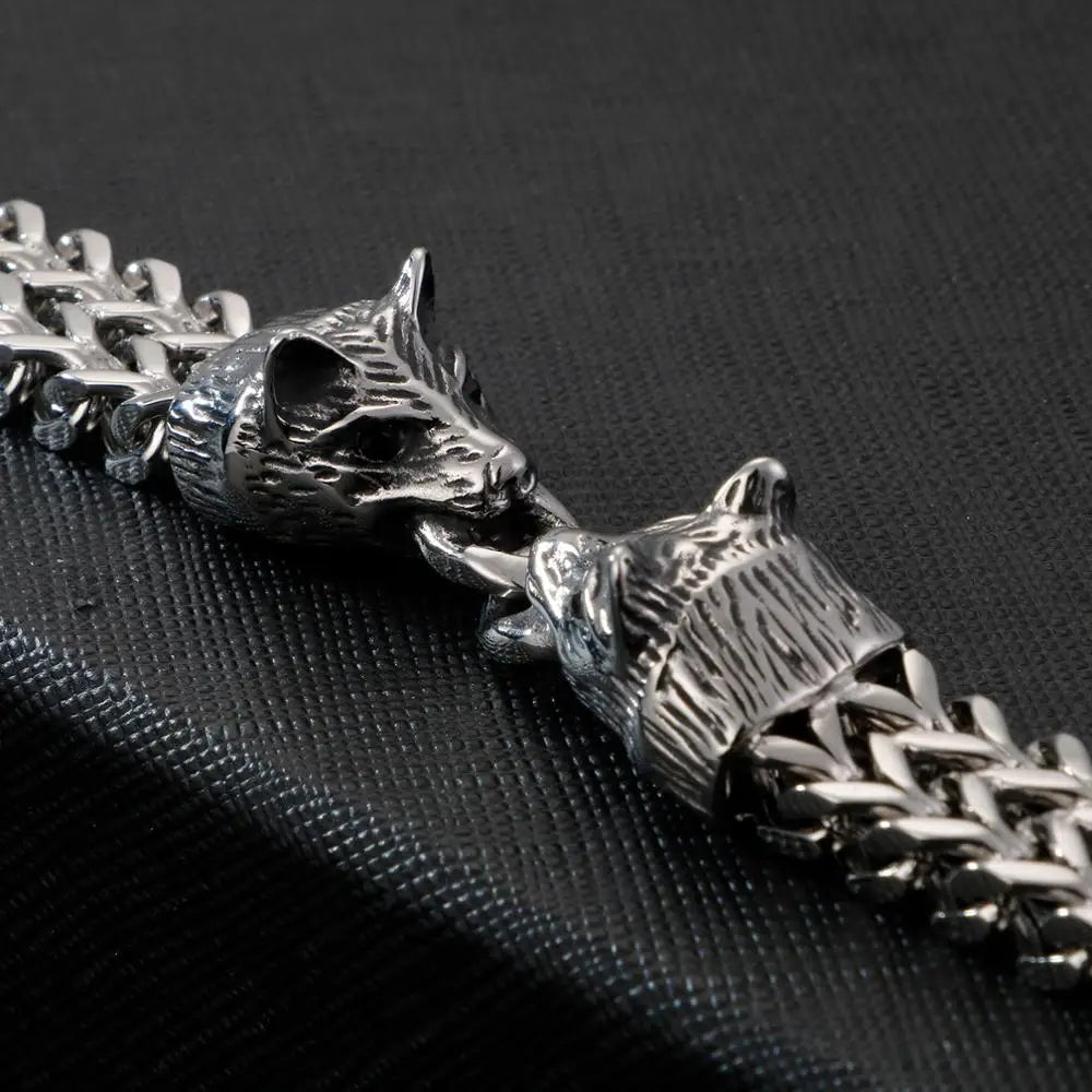 KALEN Stainless Steel Animal Wolf Chain Bracelet for Men