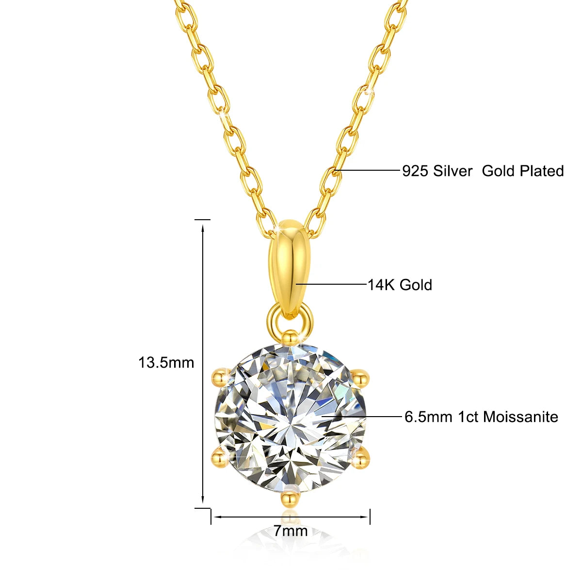 Gioiellieri Classic Fine Jewellery Woman Engagement Gifts Pendant 1ct 2ct 3ct Moissanite Diamond Hollow 14k Gold Necklace Pendant