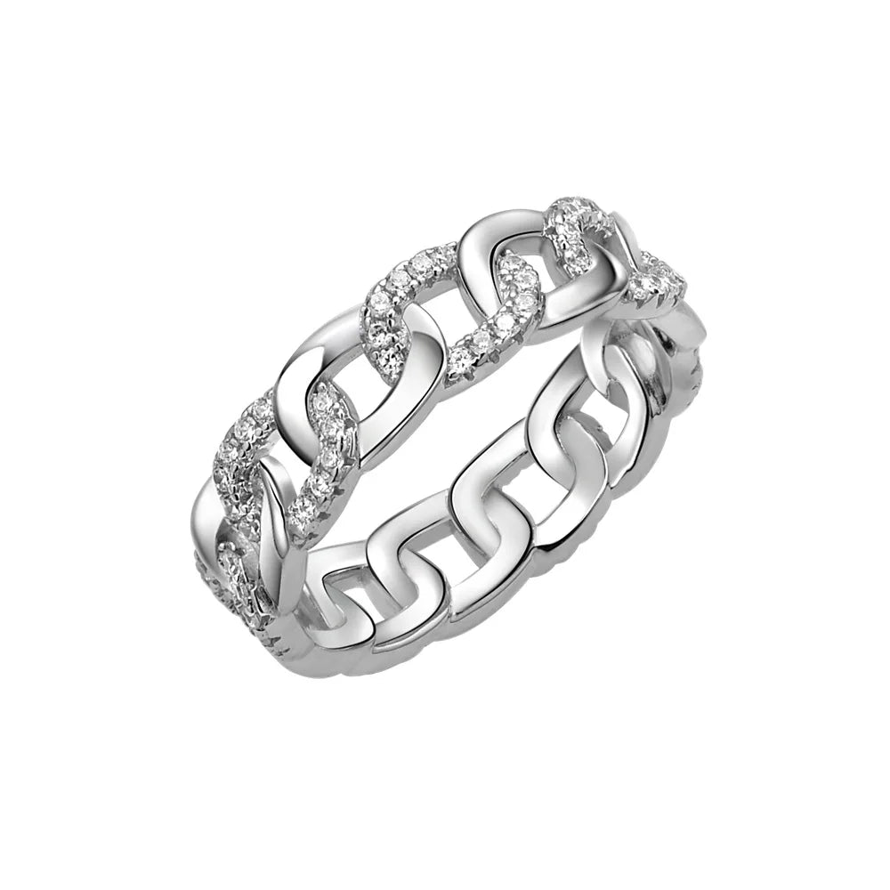 MuShan Jewelry Factory 925 Sterling Silver Original Chain High Carbon Diamond Ring Female Niche Design Personalized Ins Ring