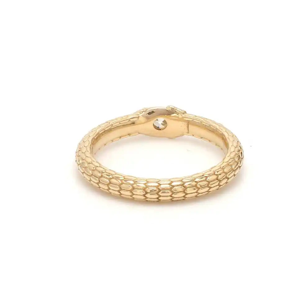 New Arrivals Fine Jewelry 14k Pure Gold Luxury Paved Diamond Snake Rings Trendy Minimalist Design Women's Dainty 0.25ct Oval Cut