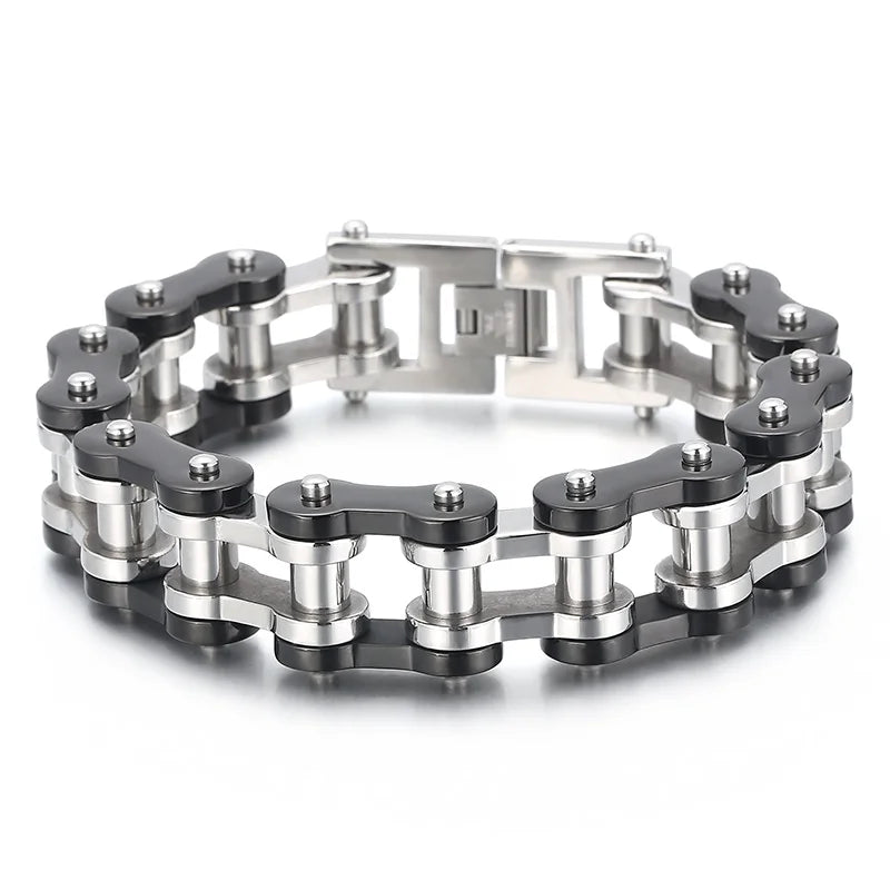 VIKING Mens Vintage Bike Chain Bracelet – Multi-Colour Stainless Steel