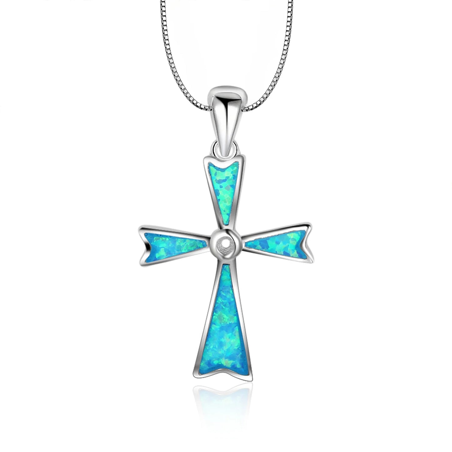 Cross MotifTheme Fish Hook Necklace Aobao Opal Inlaid Starfish Detail Fashion Jewelry