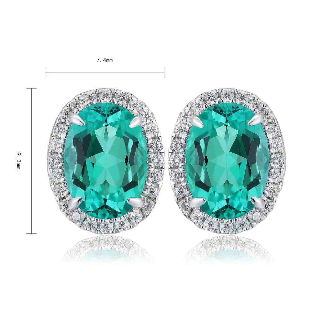 Gemfiori Anster High Quality S925 Lab Grown Emerald Earring Stud Dainty Gemstone Stud Earrings for Women Daily Wear Gift