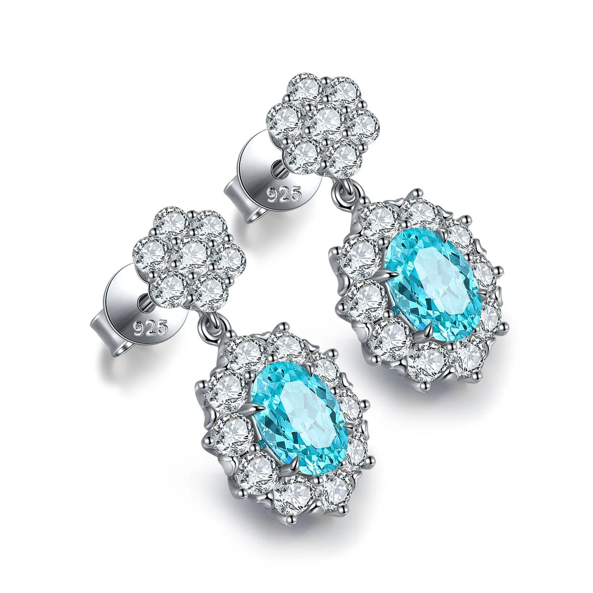 Gemfiori Anster High Quality S925 Lab Grown Paraiba Earring Stud Dainty Gemstone Stud Earrings for Women Daily Wear Gift