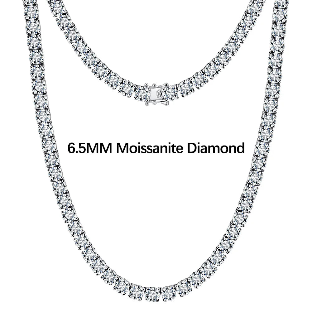 REBEL 3mm 4mm 5mm Moissanite Tennis Chain Iced Out Necklace Silver VVS Diamond Men Women Fine Jewelry Bracelet