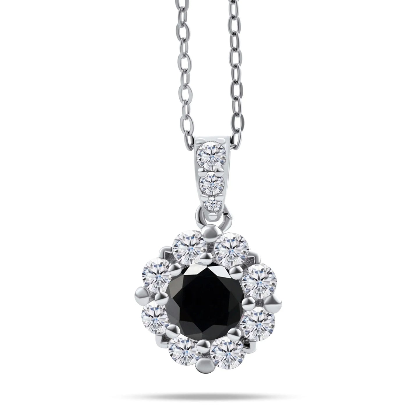 Fashion Fine 925 Sterling Silver Cluster Set Round Cut 1ct VVS GRA Colored Moissanite Jewelry Classic Sunflower Pendant Necklace