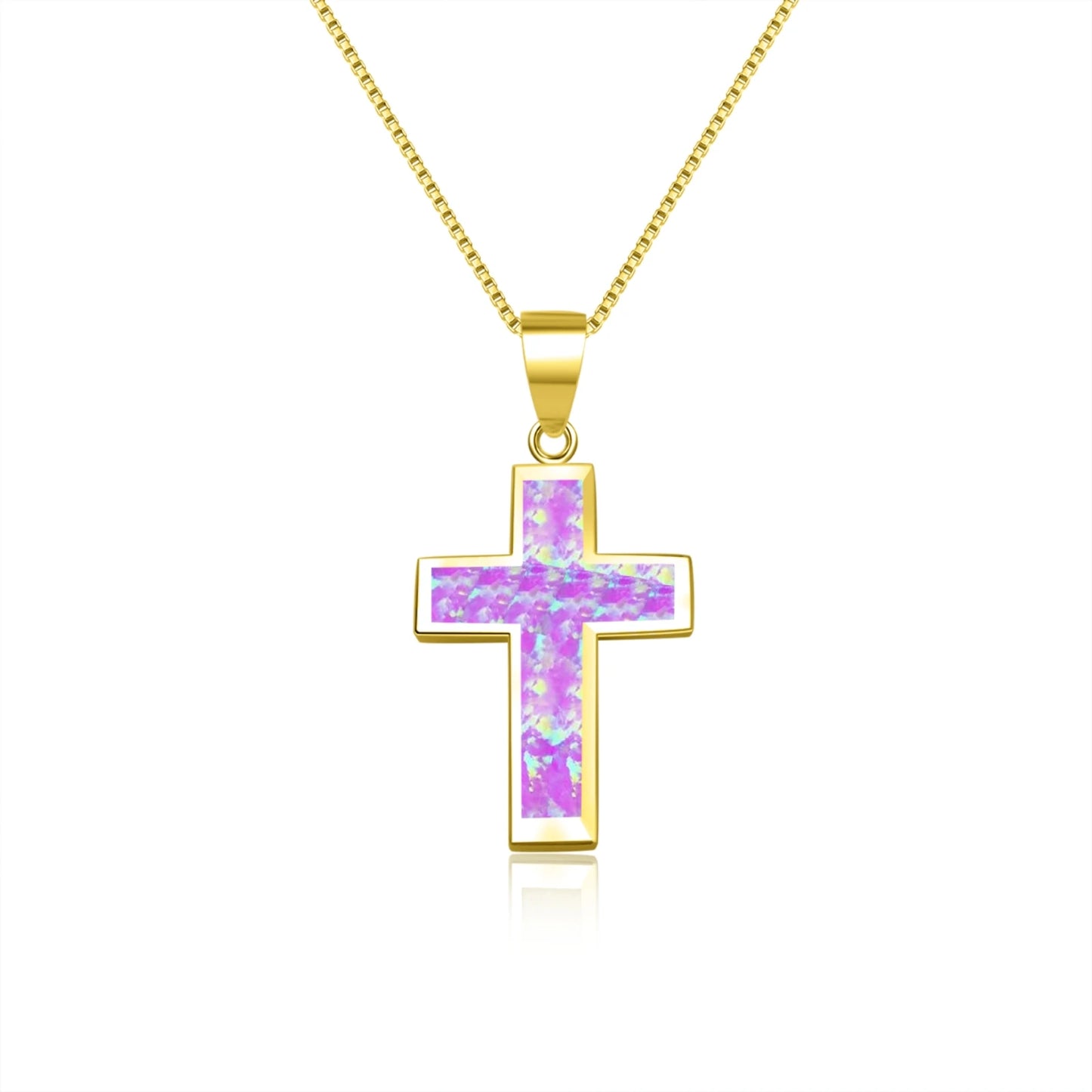 Blue Opal Cross Pendant | Silver Christian Jewelry Necklace