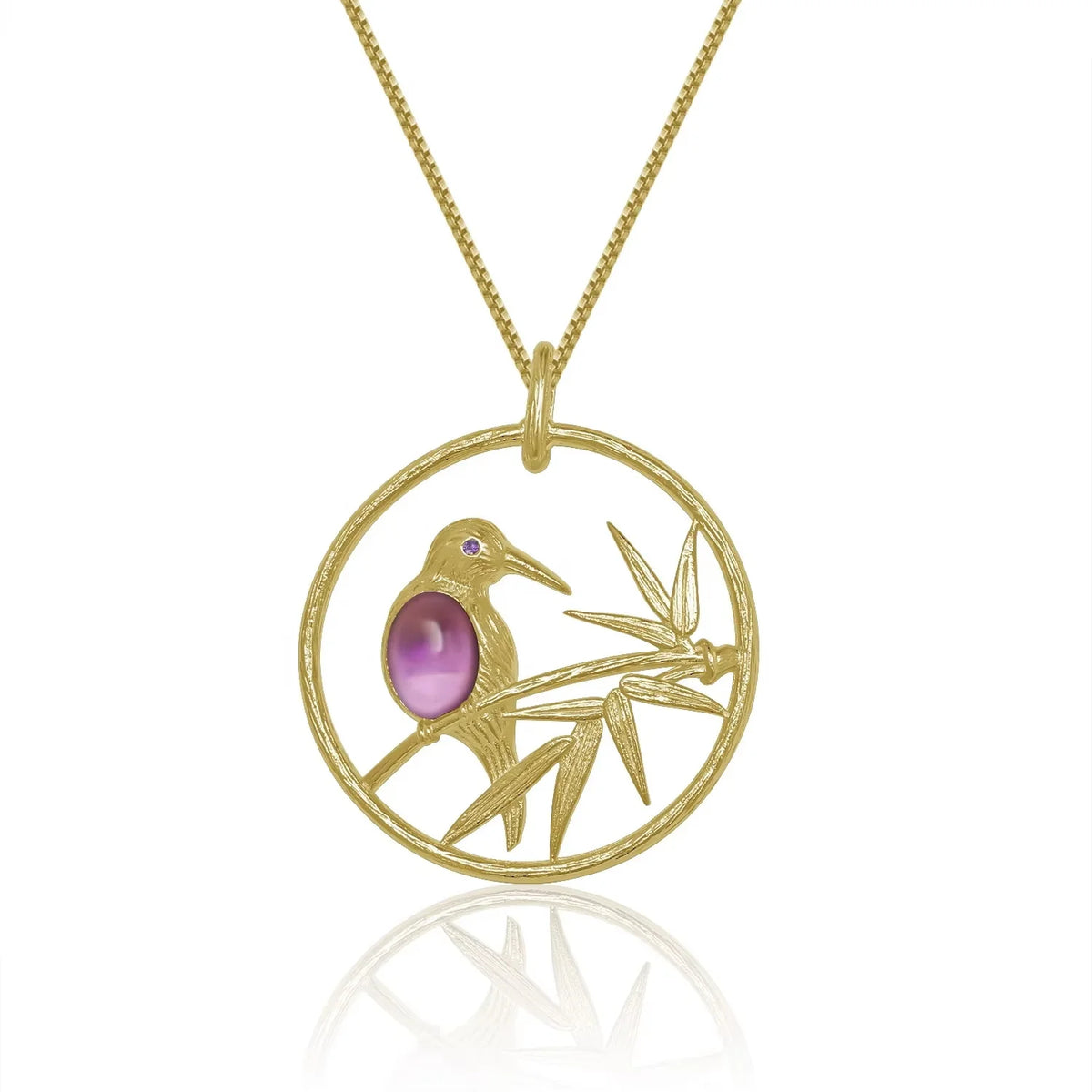 ArtistA Abiding Multiple-Style Available 925 Sterling Silver Gold Plated Filigree Craftsmanship Natural Amethyst Pendant Choker Necklace