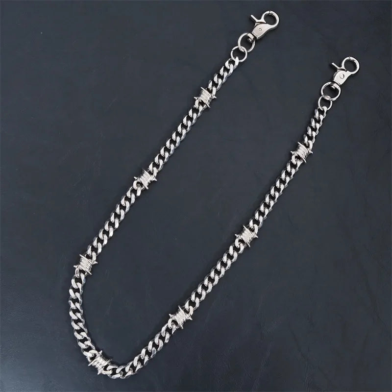 New Stainless Steel Bamboo Chain Hip Hop Punk Unisex Cuban Waist Chain Pants Accessories