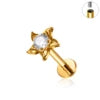 ASTM F136 Titanium 16G Internal Thread Zircon Inlay Labret Flat Back Lobe Helix Tragus Moon Cross Earrings Piercing Jewelry
