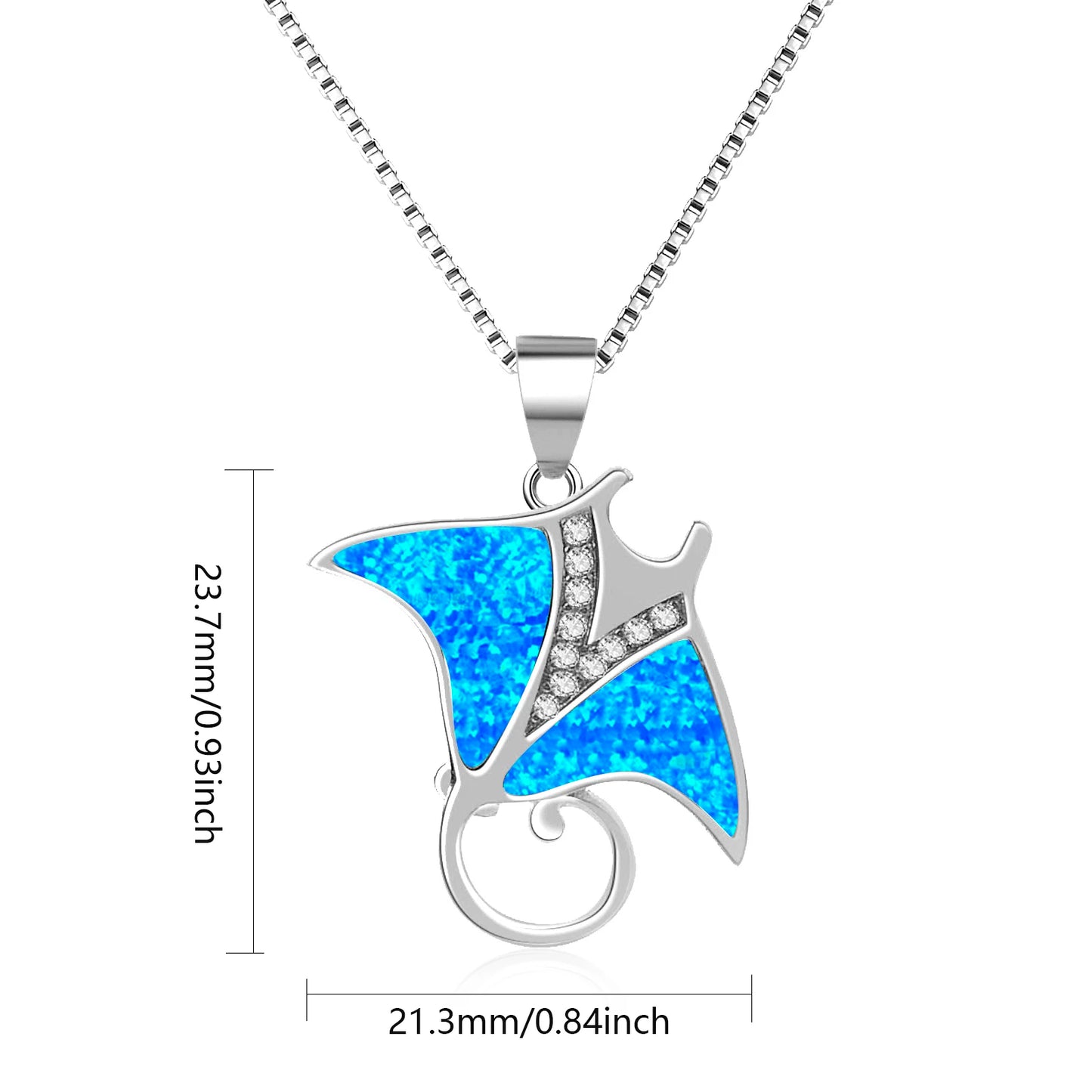 Marine Animal Pendant Necklace Aobao Opal Inlaid Crystal Accent Fashion Jewelry
